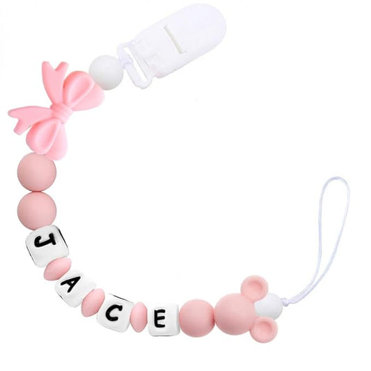 Baby Girl Pacifiers Clips Personalize Name Pacifier Clips Holder, Custom Pacifier Chain with Name for Baby(A)