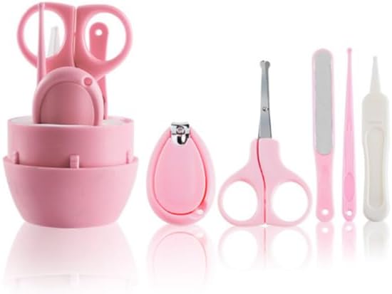 AKOAK 5 / Set Baby Nail Kit, Baby Nail Care Kit, Nail Clippers, Ear Scoop, Scissors, Tweezers, Nail Trims for Newborns, Infants, Toddlers and Children - Pink