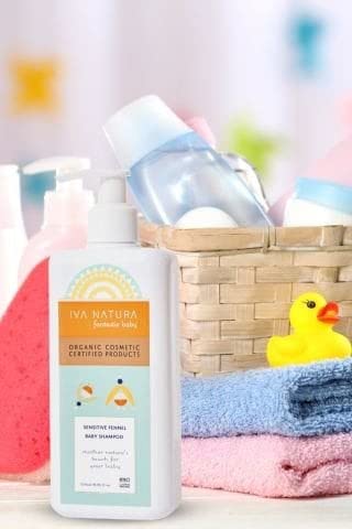 Iva Natura Organic Sensitive Fennel Baby Shampoo Enriched with Chamomile Extracts | Paraben Free, Hypoallergenic Baby wash and Shampoo | Gentle for Baby Shampoo and Body Wash 11.83 fl oz