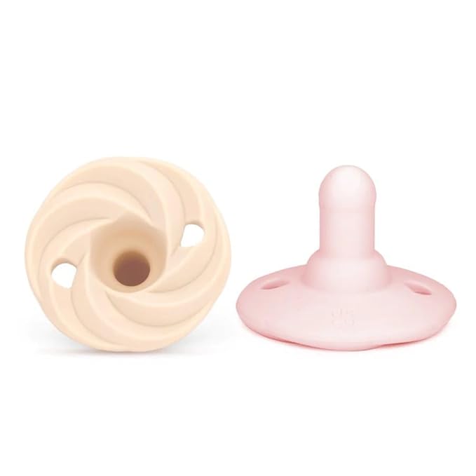 Doodle & Co. Holland Classic Pacifier for New Born Babies | BPA Free Natural Nipple Shape 100% Silicone for Infants | Helps Promote Healthy Oral Development | 0-3 Months | Blush/Shore