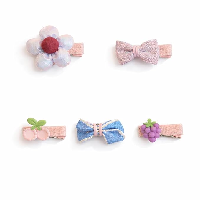 Baby Girl Hair Clips Non Slip for Thin to Thick Hair - No Damage Soft Barrettes for Newborn Infant Toddler - Cute Cartoon Hair Accessories Set (Purple)