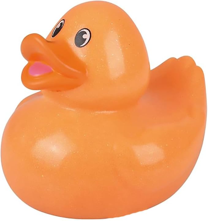 The Dreidel Company Glitter Rubber Duck Toy with Sound Assortment Duckies for Kids, Bath Birthday Gifts Baby Showers Summer Beach and Pool Activity, 6" (Single)