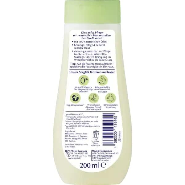 Body Oil with Organic Almond Oil - 200 ml - German -