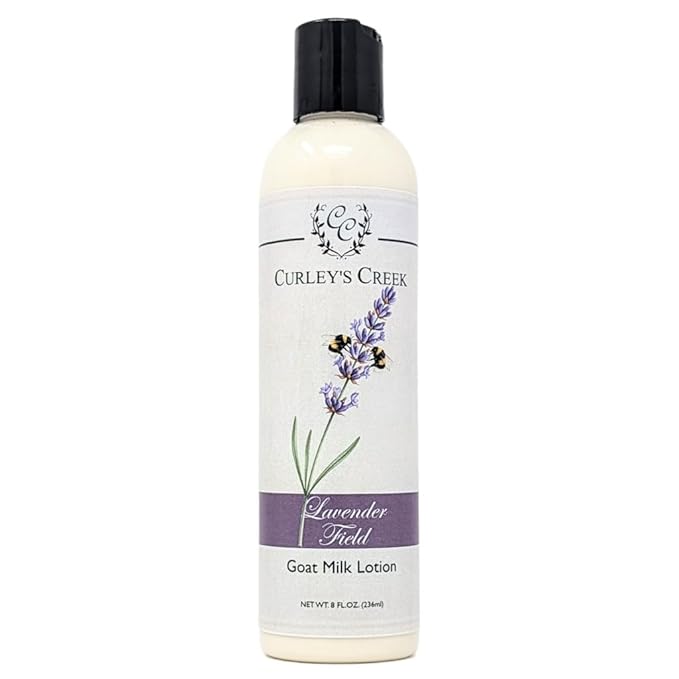 Curley's Creek Goat Milk Lotion | Handmade Natural Skincare | 4 ounce & 8 ounce 8 ounce, Lavender Field (lavender)