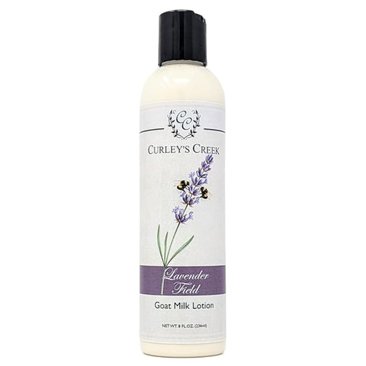 Curley's Creek Goat Milk Lotion | Handmade Natural Skincare | 4 ounce & 8 ounce 8 ounce, Lavender Field (lavender)