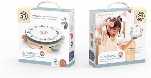SPEEDY MONKEY 7 Inch Kids Wooden Tambourine with 6 Chrome Jingles | Safe & Fun Musical Instrument for Toddlers, Lightweight Percussion Instrument for Playtime & Early Music Learning