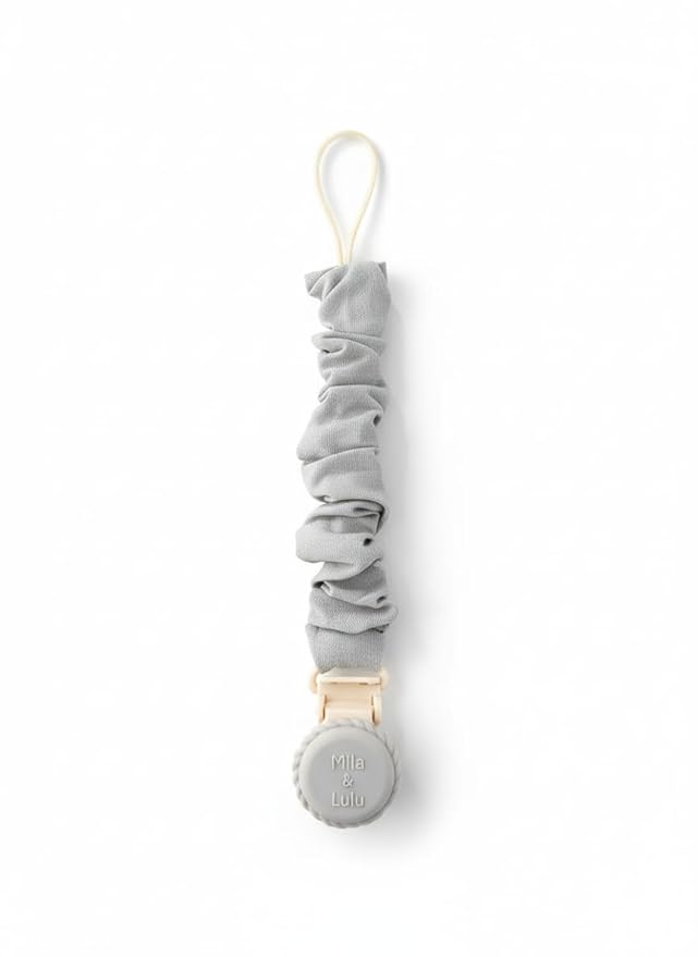 Muslin Cotton - Metal-Free Pacifier Clips, Lightweight and Secure Pacifier Holder for Babies (Cloud Rêve) - Mila & Lulu