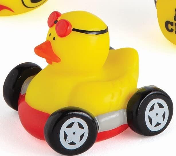 Fun Express Race Car Driver Rubber Duckies – Fun Toys and Party Favors for Kids - Birthdays Weddings and Special Events – Perfect for Celebrations - Goodie Bags and More – 12 Pieces