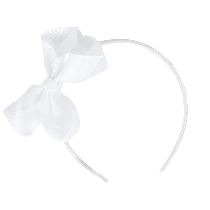 Motique Accessories Headband With Side Grosgrain Bow - White
