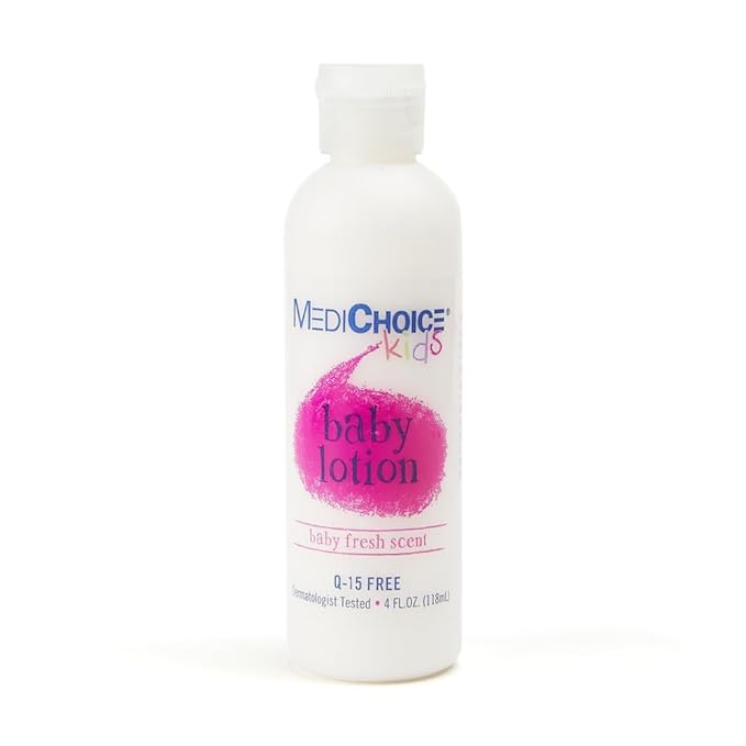 MediChoice Baby Lotion Hypoallergenic and Moisturizing Formula for Sensitive Skin Fresh Scent Flip Top Bottle pH-balanced for Gentle Hydration 4 oz. BL4040 Case 96