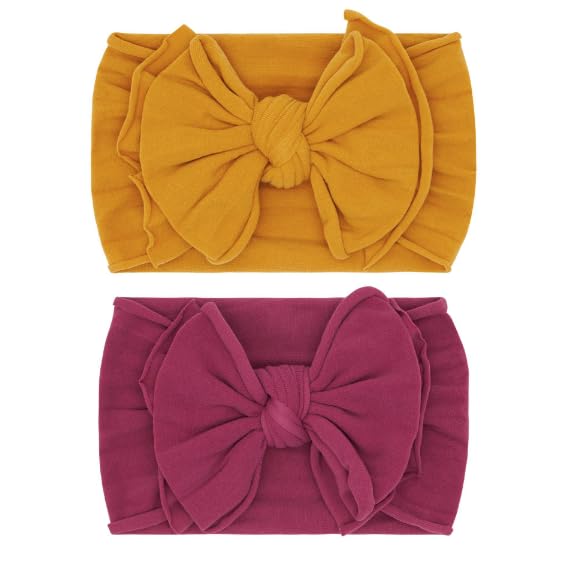Baby Bling Bows Newborn to Little Girls Hair Bow - FAB-BOW-LOUS Headbands Toddlers Hair Accessories, Made in the USA, One Size (2 Pack - Medallion & Raspberry)