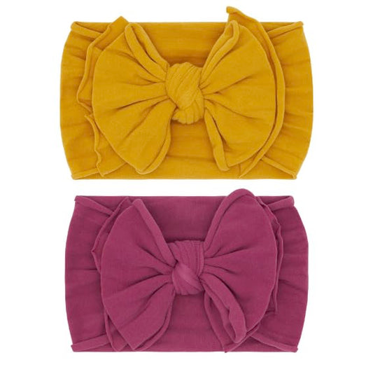 Baby Bling Bows Newborn to Little Girls Hair Bow - FAB-BOW-LOUS Headbands Toddlers Hair Accessories, Made in the USA, One Size (2 Pack - Medallion & Raspberry)