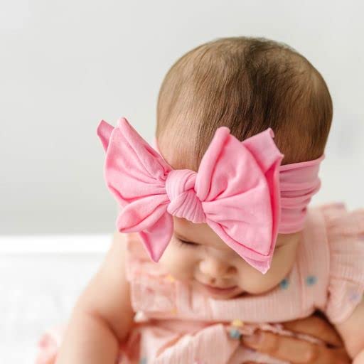 Baby Bling Bows Newborn to Little Girls Hair Bow - FAB-BOW-LOUS Headbands Toddlers Hair Accessories, Made in the USA, One Size (2 Pack - neon pink a boo + neon blue)