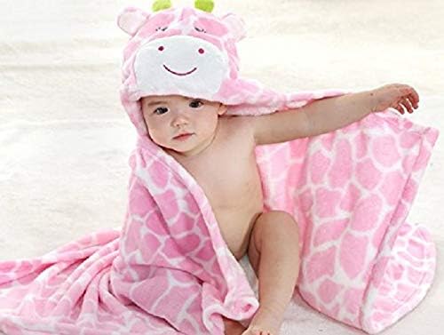 Vauwmsr Baby Hooded Blanket Ultra Soft Warm Newborn Infant Swaddle Wrap Bath Shower Towel, 25.6" x 39.4", Pink