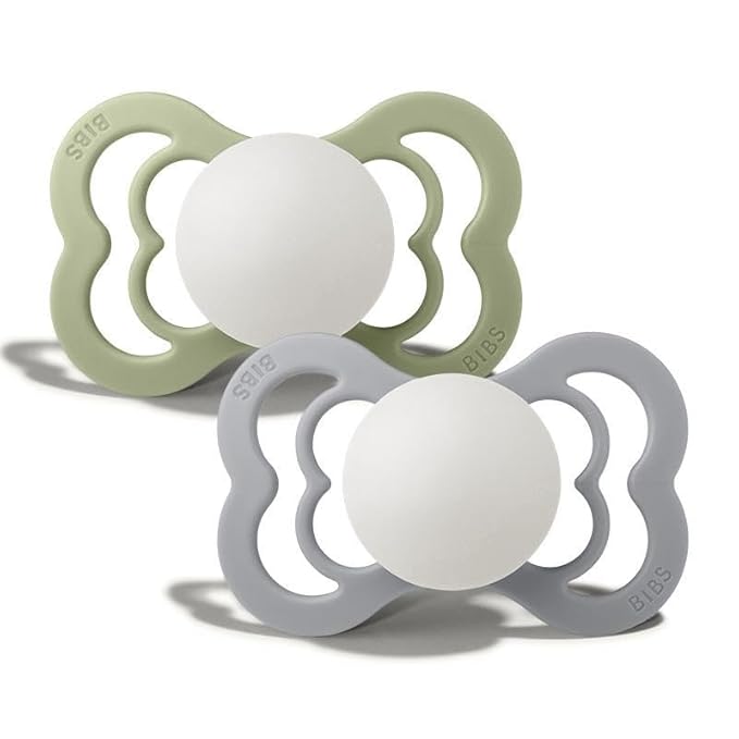 Bibs Supreme Latex Pacifier for 0-6 Months Babies 2-Pieces, Size 1, Sage Night/Cloud Night