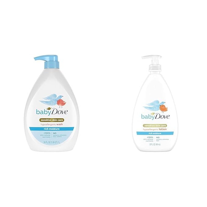 Baby Dove Sensitive Skin Care Baby Wash Rich Moisture For Baby Bath Time Tear-Free & Sensitive Skin Care Body Lotion For Delicate Baby Skin Rich Moisture