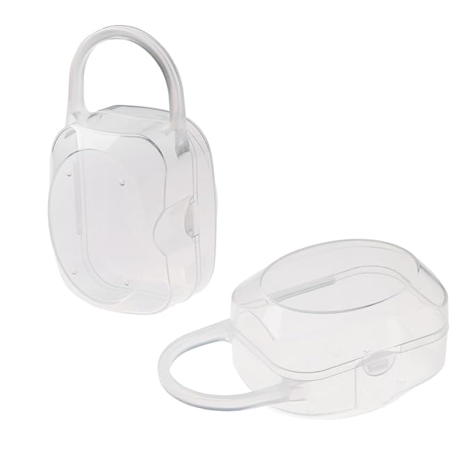Accmor Pacifier Case, Pacifier Holder Case with Handle, BPA Free Universal Pacifier Container Box for Travel, Transparent, 2 Pack