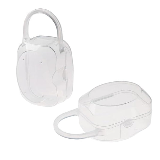 Accmor Pacifier Case, Pacifier Holder Case with Handle, BPA Free Universal Pacifier Container Box for Travel, Transparent, 2 Pack