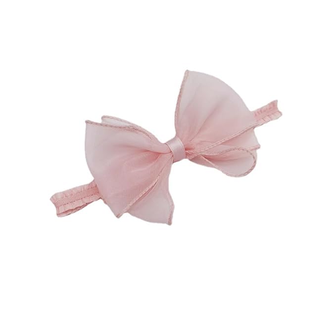 Cute Lace Bow Baby Girls Headbands White Knot Headband Soft Chiffon Hair Band for Newborn Infant Toddler Kids Hair Accessories (Pink A)