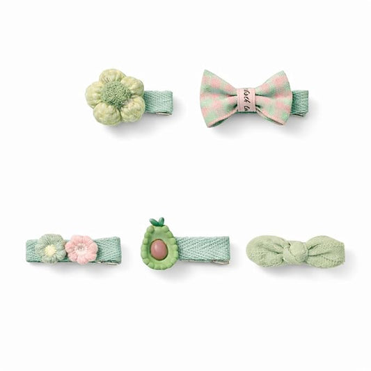 Baby Girl Hair Clips Non Slip for Thin to Thick Hair - No Damage Soft Barrettes for Newborn Infant Toddler - Cute Cartoon Hair Accessories Set (Avocado)