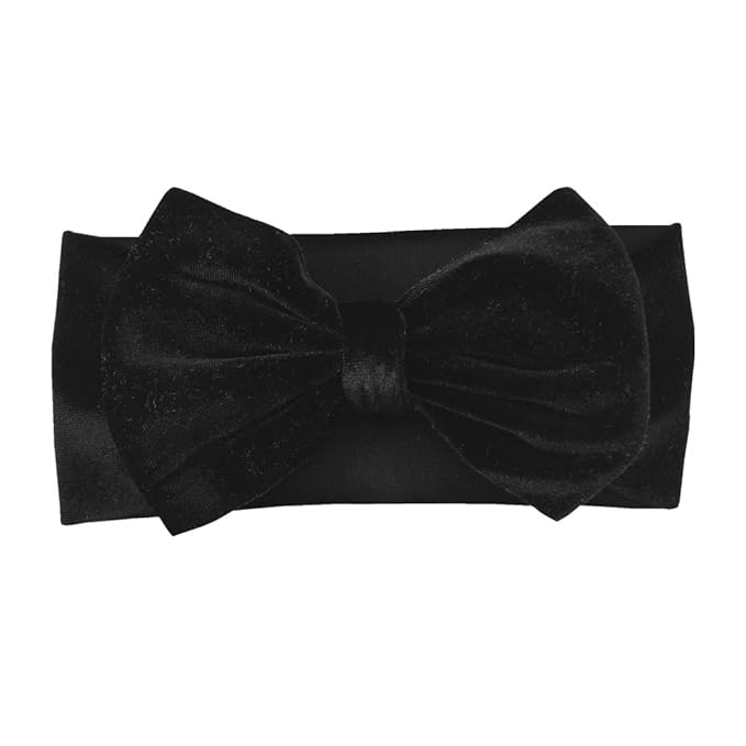 Baby Girl's 7'' Soft Big Bowknot Velvet Headband Toddler Hairband for Photography Travel Party Festivals (Black, One Size)