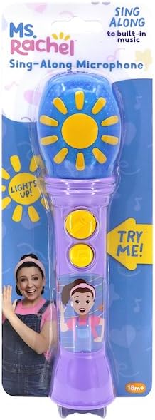 eKids Ms Rachel Toy Microphone for Kids, Includes Built-in Music and Lights, Toddler Toys (Purple)