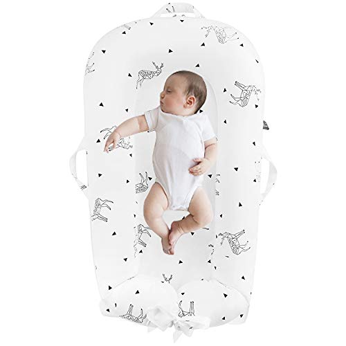 Newborn Baby Nest Sleep Pod Covers Only - for Dock A Tot Deluxe Plus + Extra Cover 100% Cotton Co Sleeping Replacement Cover Boys Girls(Fits Dockatot Deluxe+) (Triangle Dear)
