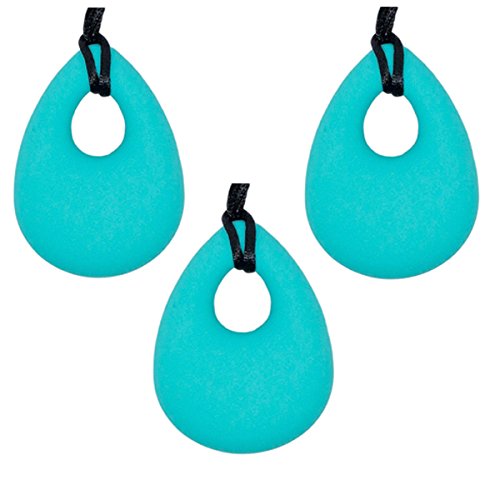 Chewie Teardrop Pendant - Pack of 3 - Turquoise - Chewy for ADHD, Autism, Oral Motor Skills, Teething, Biting