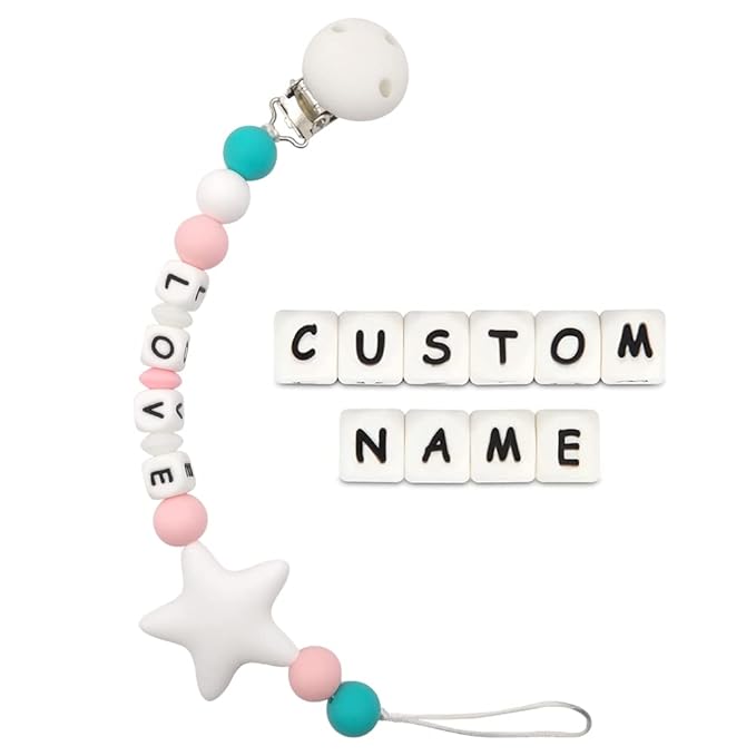 Personalized Pacifier Clip with Name (White)