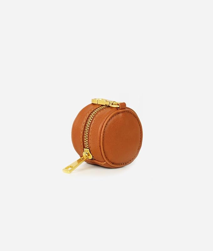 FAWN DESIGN The Paci Case, Brown Matte Pacifier Holder, Premium Pebbled Faux Leather Paci Holder, Insulated Pacifier Case with Zipper and Clip, Fits Most Standard Size Pacifiers, 2.25 x 2.25 inches