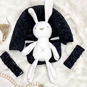 Baby Head Support and Strap Covers, Infant Head Support Pillow, Super Soft Head and Neck Cushion for Car Seat, Baby Headrest and Carseat Neck Cover(Black)