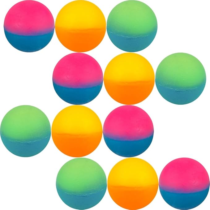 Chochkees 12 ICY Super High Bouncy Balls Multicolor, Colorful Rubber Bouncing Balls, Toy Fillers for Birthdays, 1.25" in Balls (31.75mm) (12-Pack)