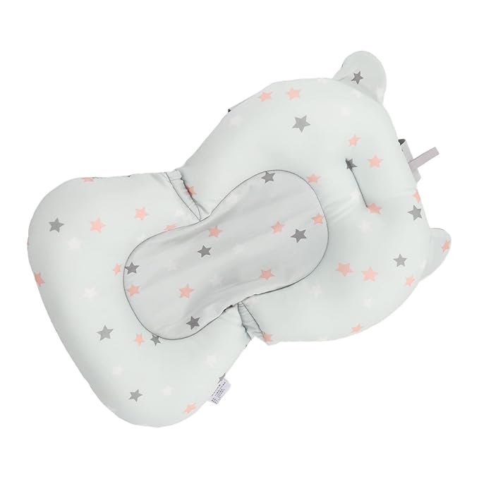 Baby Bath Seat Cushion, Floating Safe Foldable Adjustable Infant Bath Supporter for Newborn, Soft Bath Pillow Baby Bath Pillow for Bathtub (Light Blue Stars)