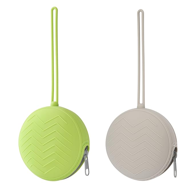 2-Pack Silicone Pacifier Holder Case- Portable Pacifier Cover Pouch Bag, Pacifier Storage Case for Diaper Bag (Avocado/Light Grey)