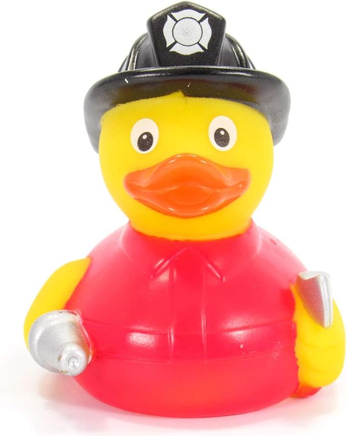Ad Line Fireman Rubber Duck First Responder Hero Bath Toy | Squeaker | Child Safe | Collectable