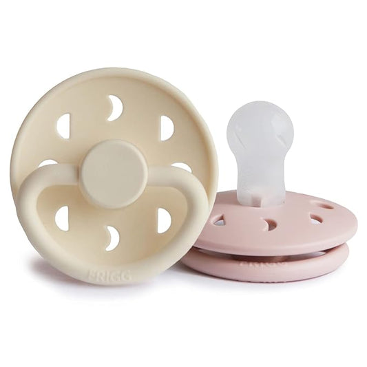 FRIGG Moon SilkySoft Silicone Baby Pacifier | Made in Denmark | BPA-Free (Blush/Cream, 0-6 Months)