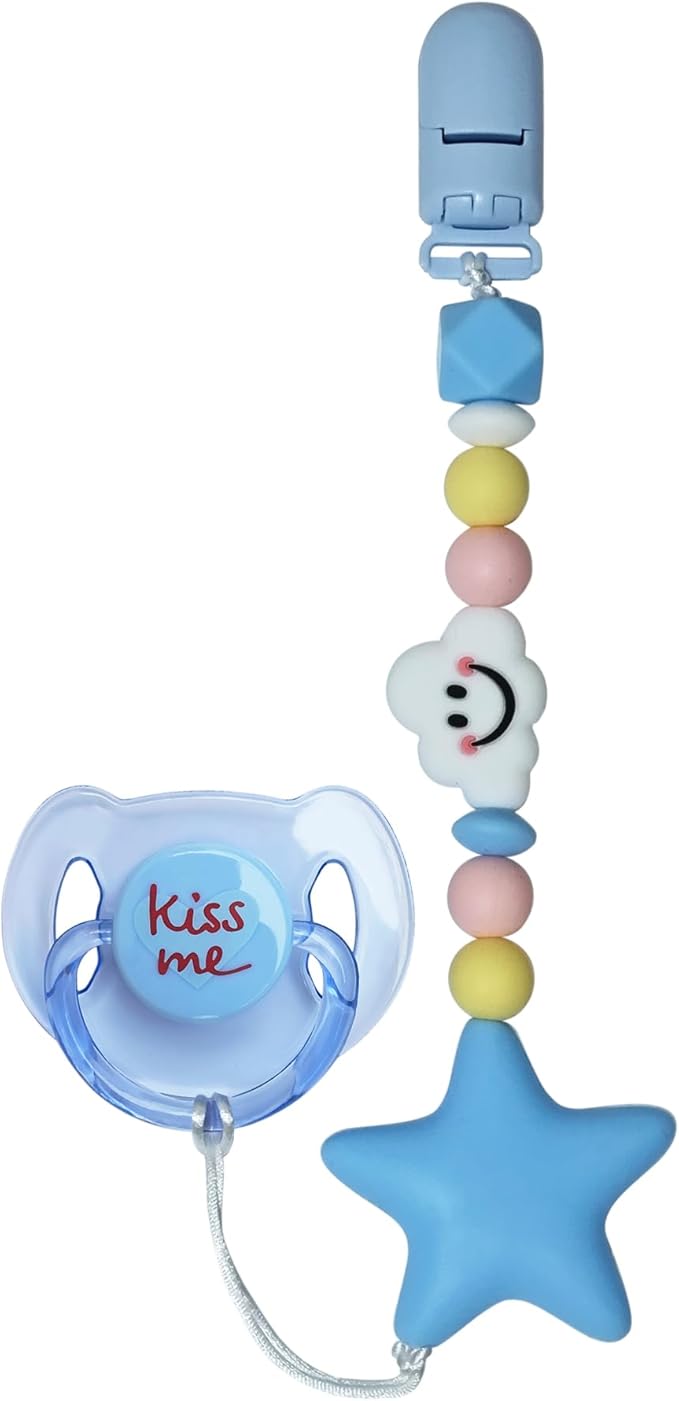 Cute Blue Style Pacifier Clip with Blue Magnetic Pacifier Reborn Dolls Toy Accessories (Star Cloud)