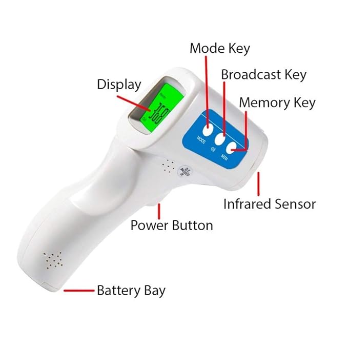 Berrcom No-Contact Infrared Forehead Thermometer Baby Fever Check Thermometer 4 in 1 Multi Fever Alarm Memory Recall for Kids Infant Adult (3 Pack)