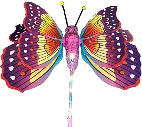 Electric Music Thrilling LED Light Up Flapping Wings Flying Butterfly Wand Toy for Kids Princess LED Wand