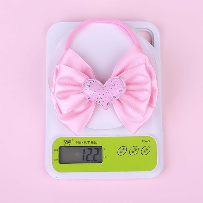 Love Heart Bow Headband for Baby Girls Valentines Hair Band Hair Accessories for Toddler TSFD23 (Pink 2 Layers Bow, One Size)