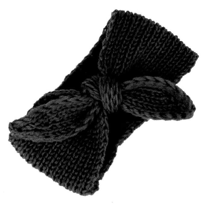 Turban Headband Baby Girl - Warm Rabbit Knot Hair Band Wrap Newborn Toddler Children 2Pcs (Beige+Black, One Size)