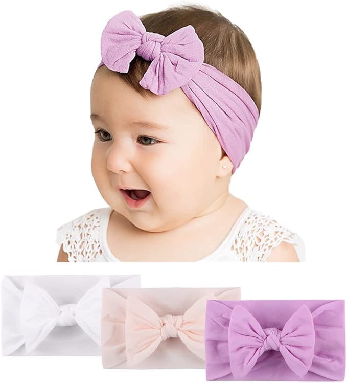 WZT 21PCS Baby Nylon Headbands 7 styles Hairbands Hair Bow Elastics for Girl headbands with bows Newborns Infant Toddlers