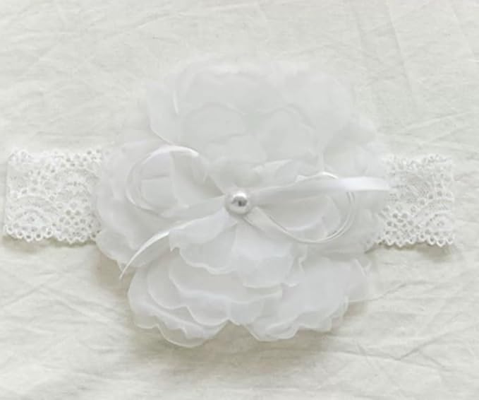 Lace Big Bow Baby Girls Headband Floral Hair Band Toddlers Newborn Infants Christening Baptism Party Hair Accessories for 0-36 Months Elastics Hairband (Style 3)