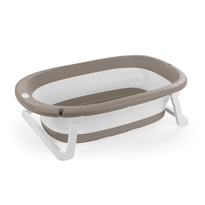 Dolu Nuve Foldable Baby Bathtub, Collapsible Infant and Toddler Bath Tub with Non Slip Feet, Portable Design for Bathroom or Travel, Stone Grey