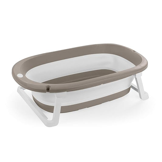 Dolu Nuve Foldable Baby Bathtub, Collapsible Infant and Toddler Bath Tub with Non Slip Feet, Portable Design for Bathroom or Travel, Stone Grey