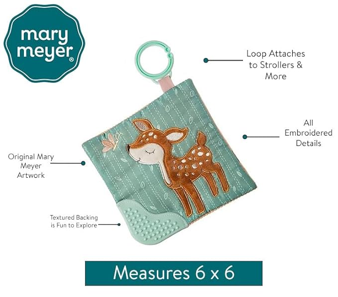 Mary Meyer Crinkle Teether Toy with Baby Paper and Squeaker, 6 x 6-Inches, Amber Fawn