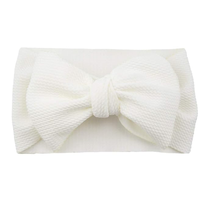 Baby Girl's 8'' Soft Big Bow knot Nylon Headband Toddler Hairband for Photography Travel Party Festivals (Ivory)