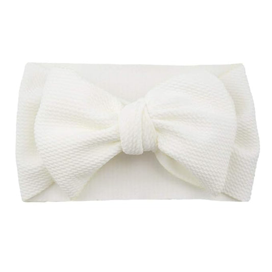 Baby Girl's 8'' Soft Big Bow knot Nylon Headband Toddler Hairband for Photography Travel Party Festivals (Ivory)