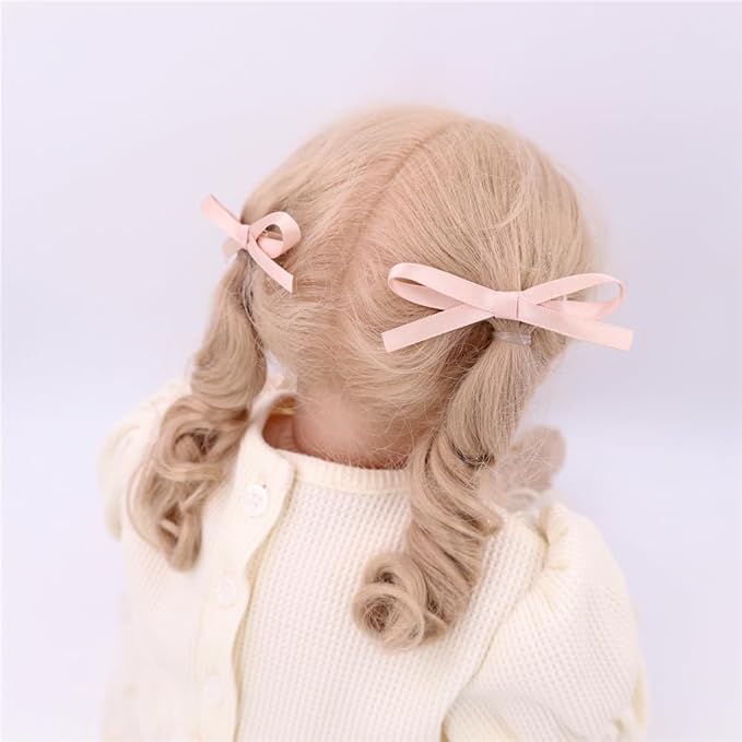 24 PCS Small Hair Ribbon Bow Fully Lined Clips for Girls Women Toddler Baby Youth Playful Hairpins Decoration Satin Bows (24 PCS Multicolors)