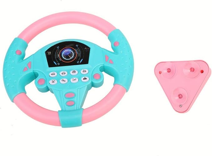 Steering Wheel Tool, Eco-Friendly Children Steering Wheel, Durable Someth Healthy Plastic Non-Toxic for 4-6 Years Old Infant Sense of Music Baby(Pink Blue)